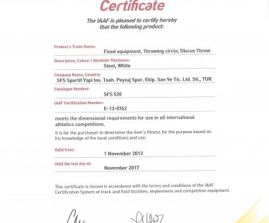 IAAF Sertifikalarımız