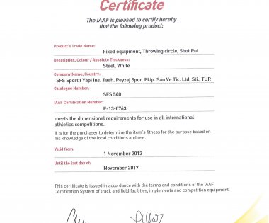 IAAF Sertifikalarımız