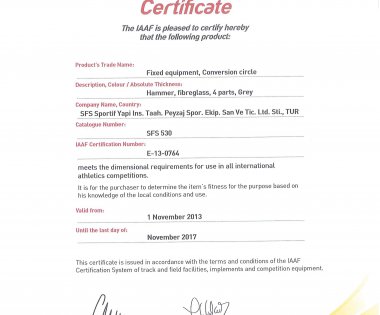 IAAF Sertifikalarımız