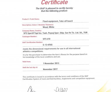 IAAF Sertifikalarımız