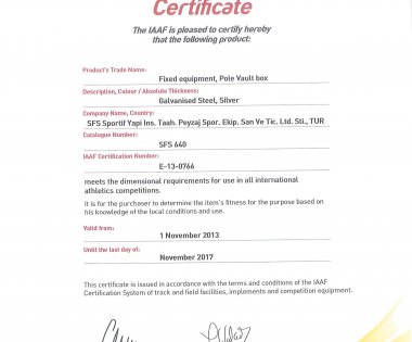 IAAF Sertifikalarımız