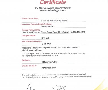 IAAF Sertifikalarımız